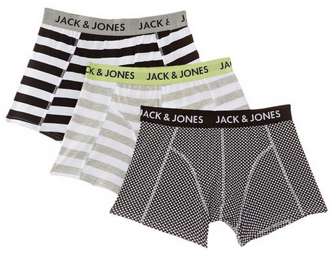 Jack and Jones Men's Blont Trunks 3-Pack Striped Boxer Shorts